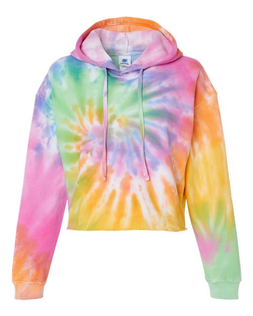 Colortone 8333 Women's Tie-Dyed Crop Hooded Sweatshirt