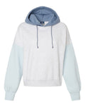 MV Sport W23716 Women's Sueded Fleece Colorblocked Crop Hooded Sweatshirt