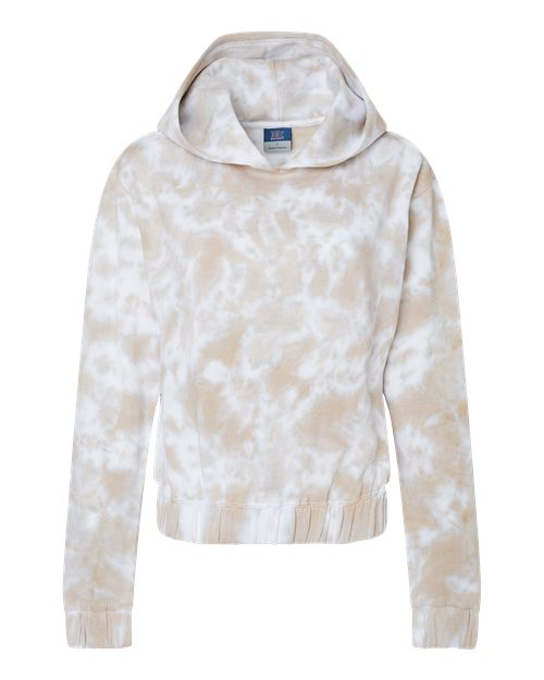 MV Sport W23718 Women's Sueded Fleece Tie-Dyed Crop Hooded Sweatshirt
