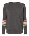 MV Sport W23152 Women's Striped Sleeves Crewneck Sweatshirt