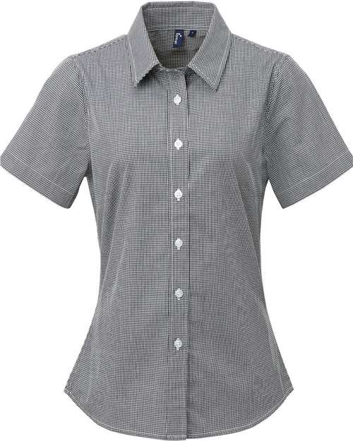 Artisan Collection by Reprime RP321 Women's Microcheck Gingham Short Sleeve Cotton Dress Shirt