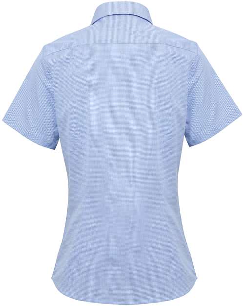 Artisan Collection by Reprime RP321 Women's Microcheck Gingham Short Sleeve Cotton Dress Shirt