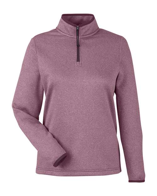 CORE365 CE73W Women's Venture Heathered Stripe Quarter-Zip Pullover
