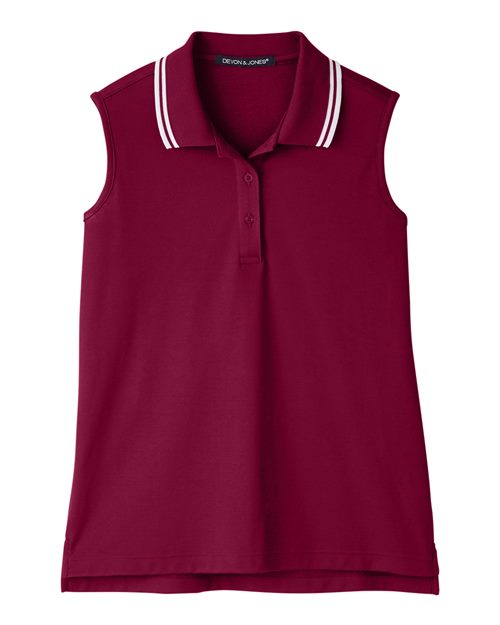 Devon & Jones DG20SW Women's CrownLux Performance® Plaited Tipped Sleeveless Polo