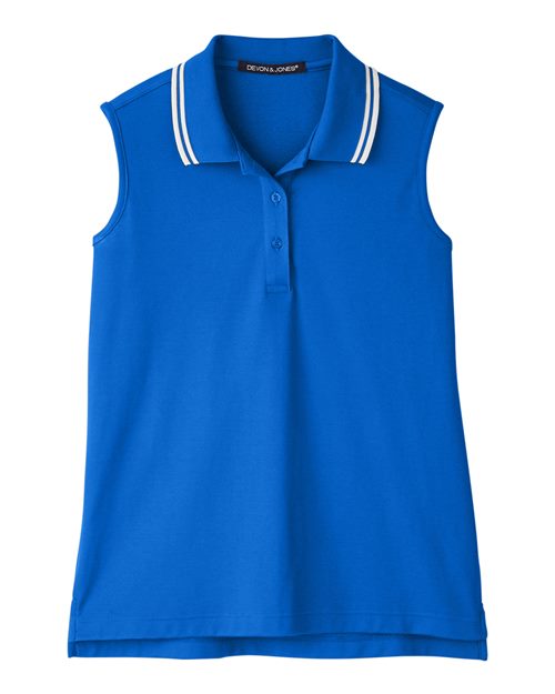 Devon & Jones DG20SW Women's CrownLux Performance® Plaited Tipped Sleeveless Polo