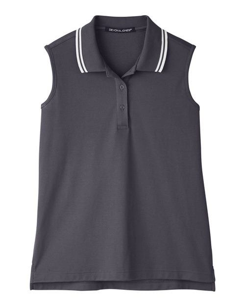 Devon & Jones DG20SW Women's CrownLux Performance® Plaited Tipped Sleeveless Polo
