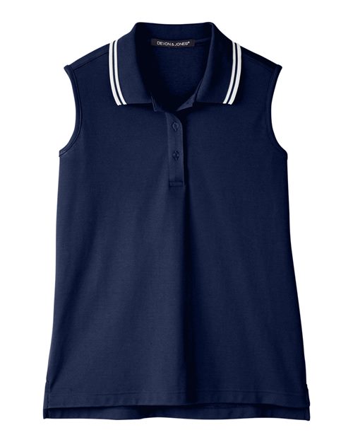 Devon & Jones DG20SW Women's CrownLux Performance® Plaited Tipped Sleeveless Polo