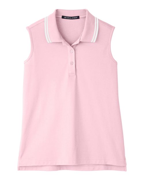 Devon & Jones DG20SW Women's CrownLux Performance® Plaited Tipped Sleeveless Polo