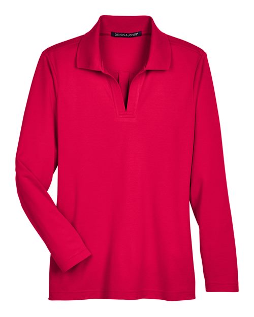 Devon & Jones DG20LW Women's CrownLux Performance® Plaited Long Sleeve Polo