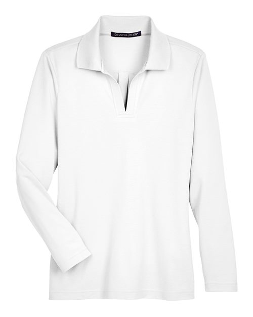 Devon & Jones DG20LW Women's CrownLux Performance® Plaited Long Sleeve Polo
