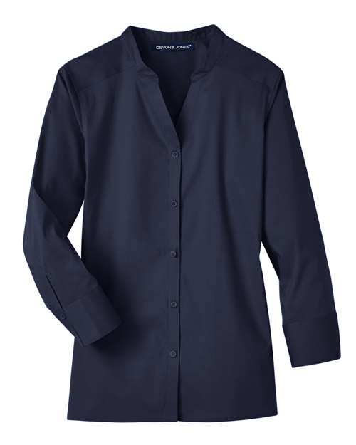 Devon & Jones DG560W Women's Crown Collection® Stretch Broadcloth Three-Quarter Sleeve Blouse