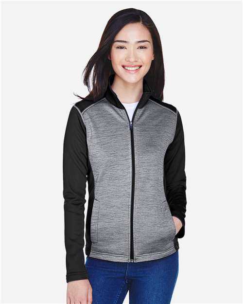 Devon & Jones DG796W Women's Newbury Colorblock Mélange Fleece Full-Zip Jacket