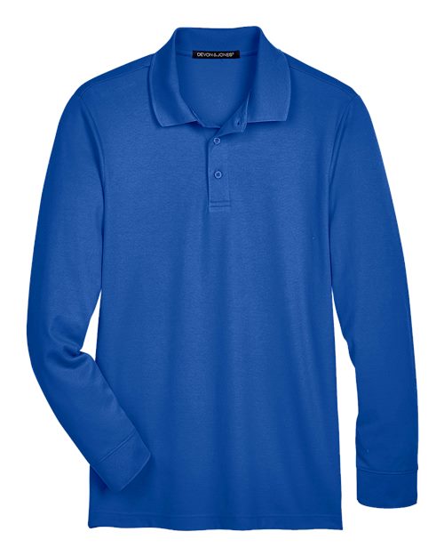 Devon & Jones DG20LT Men's Tall CrownLux Performance® Plaited Long Sleeve Polo