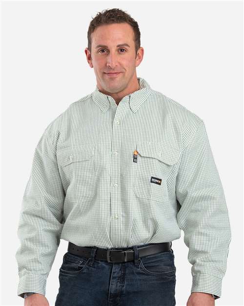Berne Apparel FRSH21T Men's Tall Flame-Resistant Down Plaid Work Shirt
