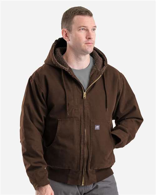 Berne Apparel HJ317 Men's Highland Flex180® Washed Duck Hooded Work Jacket