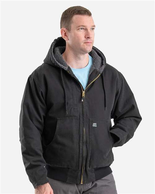 Berne Apparel HJ317 Men's Highland Flex180® Washed Duck Hooded Work Jacket