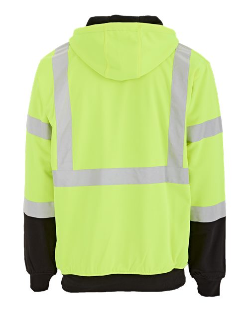 Berne Apparel HVF023 Men's Hi-Vis Class 3 Color Block Full-Zip Hooded Sweatshirt