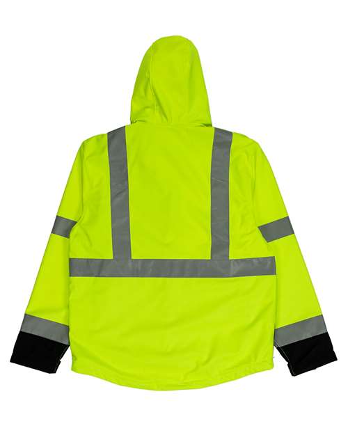 Berne Apparel HVJS206T Men's Tall Hi-Vis Class 3 Hooded Soft Shell Jacket