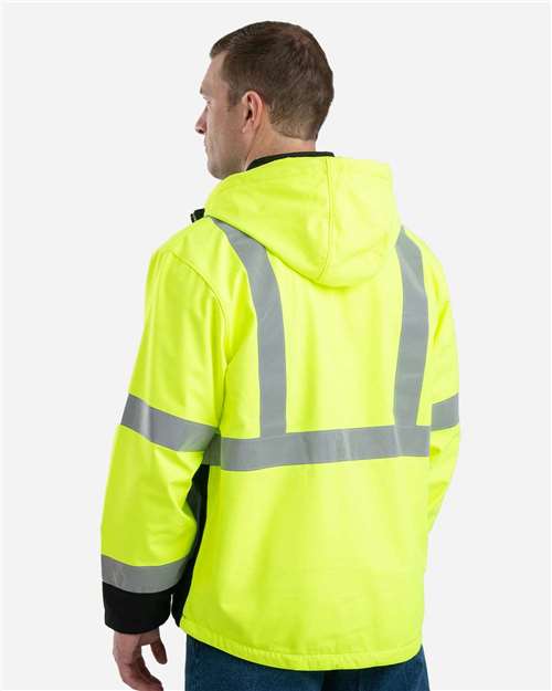 Berne Apparel HVJS206T Men's Tall Hi-Vis Class 3 Hooded Soft Shell Jacket