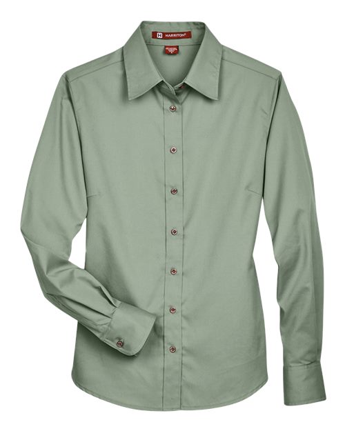 Harriton M500W Women's Easy Blend™ Twill Dress Shirt with Stain-Release