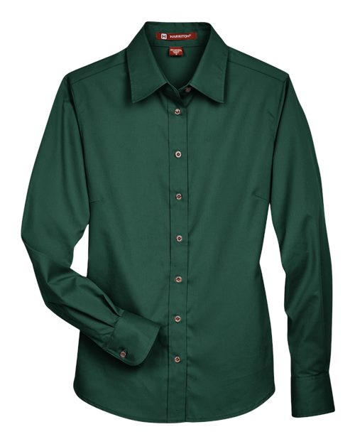 Harriton M500W Women's Easy Blend™ Twill Dress Shirt with Stain-Release
