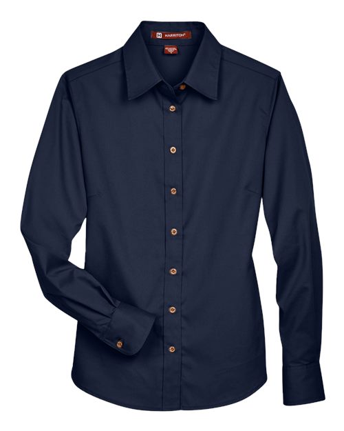 Harriton M500W Women's Easy Blend™ Twill Dress Shirt with Stain-Release