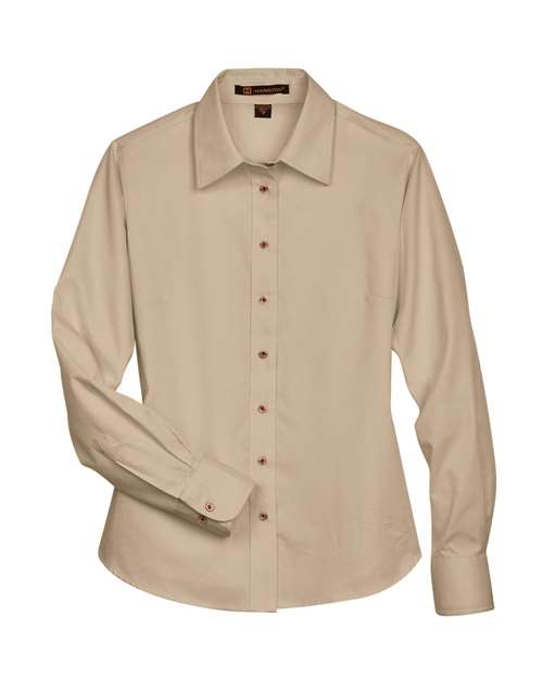 Harriton M500W Women's Easy Blend™ Twill Dress Shirt with Stain-Release