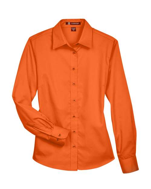 Harriton M500W Women's Easy Blend™ Twill Dress Shirt with Stain-Release