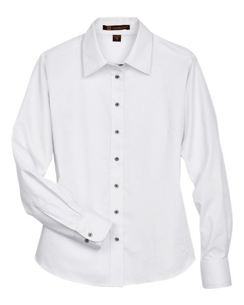 Harriton M500W Women's Easy Blend™ Twill Dress Shirt with Stain-Release