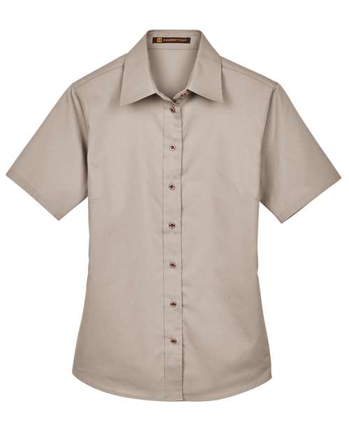 Harriton M500SW Women's Easy Blend™ Short Sleeve Twill Dress Shirt with Stain-Release
