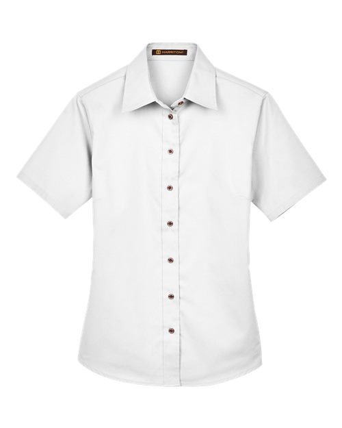 Harriton M500SW Women's Easy Blend™ Short Sleeve Twill Dress Shirt with Stain-Release