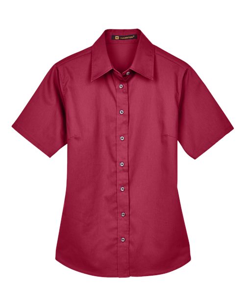 Harriton M500SW Women's Easy Blend™ Short Sleeve Twill Dress Shirt with Stain-Release