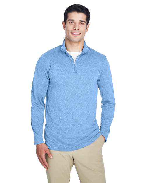 UltraClub 8618 Men's Cool & Dry Heathered Performance Quarter-Zip Pullover