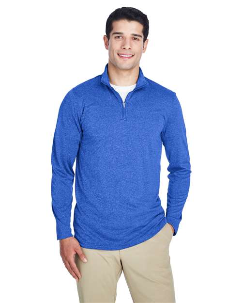 UltraClub 8618 Men's Cool & Dry Heathered Performance Quarter-Zip Pullover