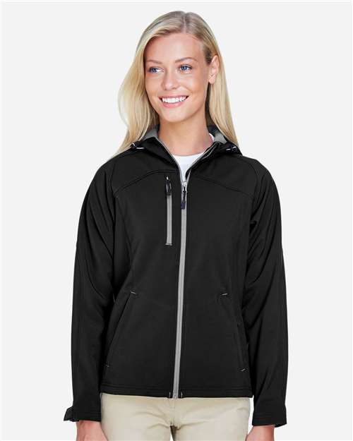 North End 78166 Women's Prospect Two-Layer Fleece Bonded Soft Shell Hooded Jacket