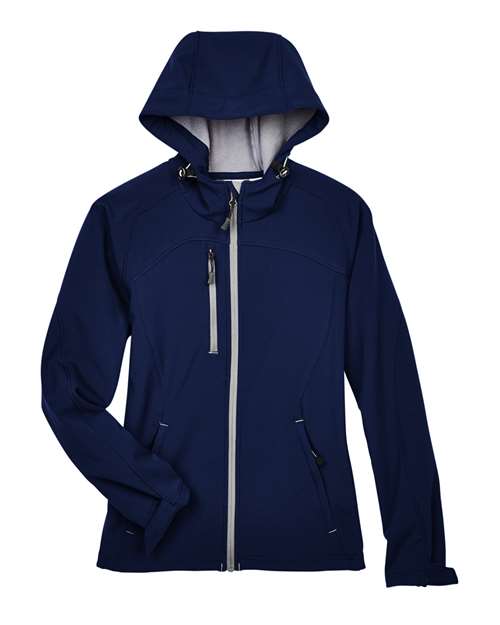 North End 78166 Women's Prospect Two-Layer Fleece Bonded Soft Shell Hooded Jacket