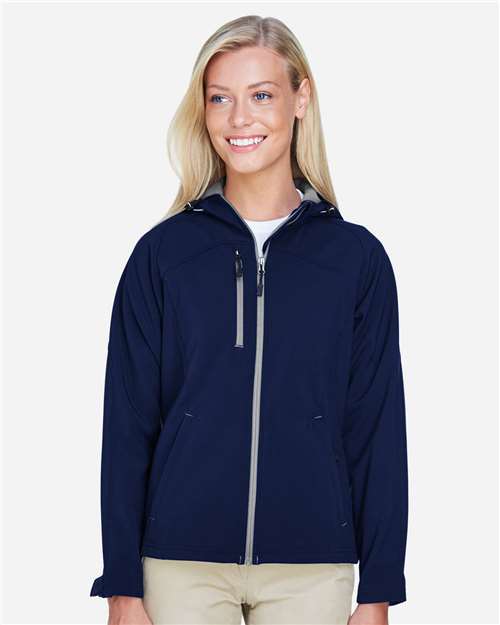 North End 78166 Women's Prospect Two-Layer Fleece Bonded Soft Shell Hooded Jacket