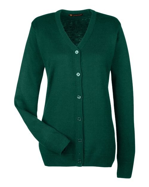Harriton M425W Women's Pilbloc V-Neck Button Cardigan Sweater