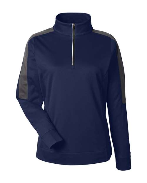 CORE365 CE404W Women's Market Snag Protect Mesh Colorblock Quarter-Zip Pullover
