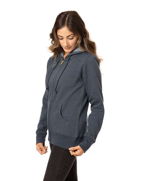 econscious EC4580 Women's Heathered Full-Zip Hooded Sweatshirt