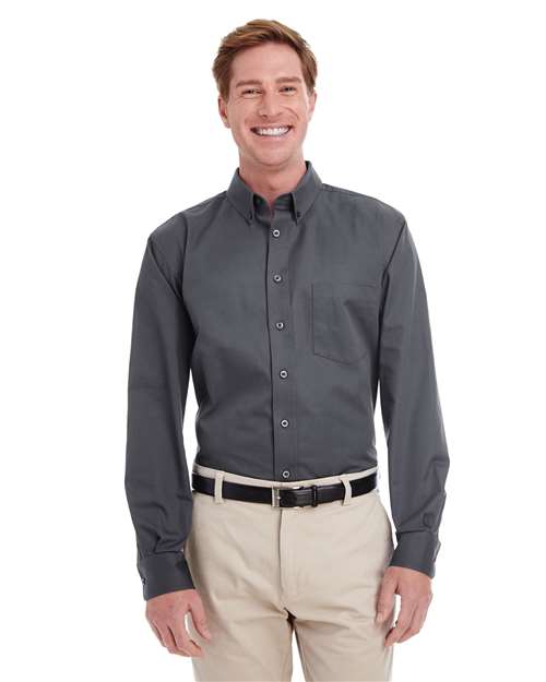 Harriton M581 Men's Foundation Cotton Twill Dress Shirt with Teflon
