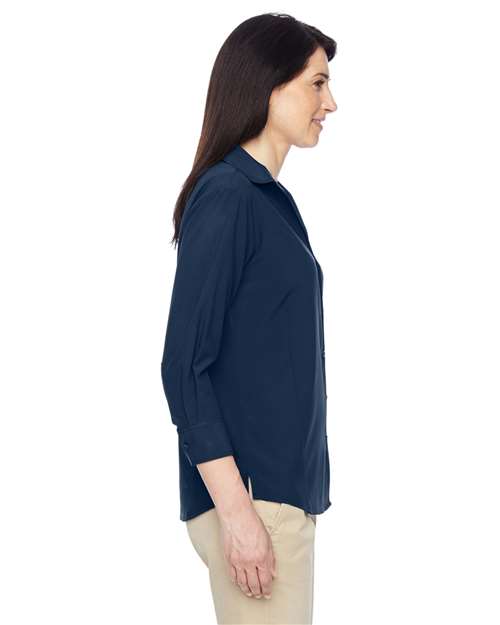 Harriton M610W Women's Paradise Three-Quarter Pullover Sleeve Performance Shirt