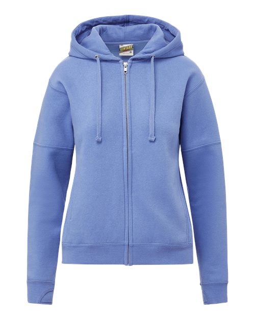 MV Sport W25165 Women's Vintage Fleece Hooded Full-Zip Sweatshirt