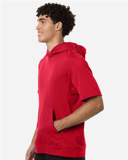 Team 365 TT404 Unisex Squad Tech Fleece Hooded Short-Sleeve Sweatshirt