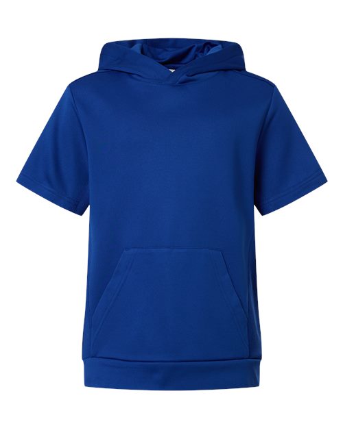 Team 365 TT404Y Youth Squad Tech Fleece Hooded Short-Sleeve Sweatshirt