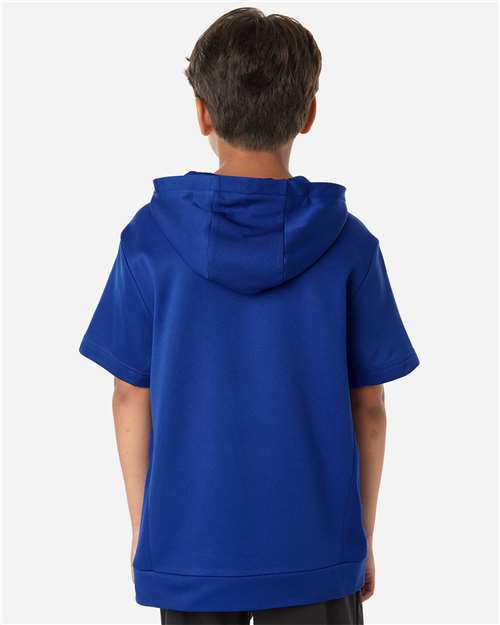 Team 365 TT404Y Youth Squad Tech Fleece Hooded Short-Sleeve Sweatshirt