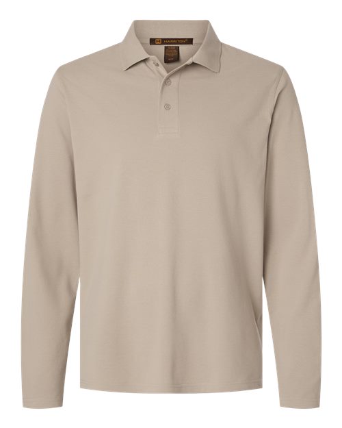 Harriton M205L Men's Valiant Cotton Snag Protect Long-Sleeve Polo