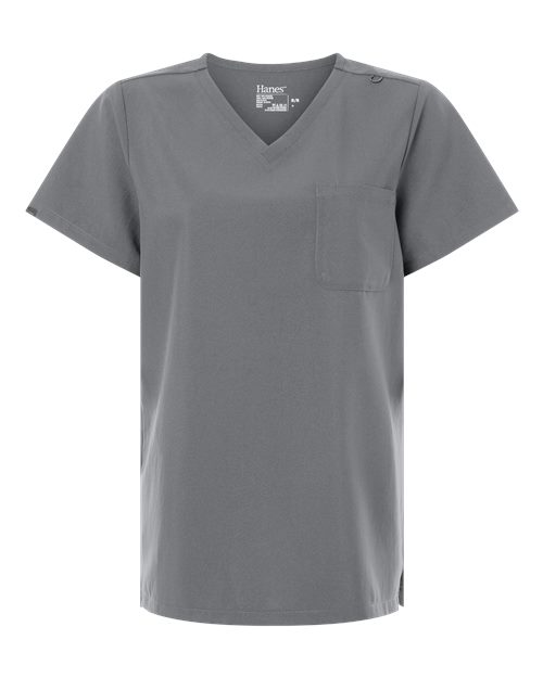 Hanes HSB000 Women's V-Neck 1 Pocket Scrub Top