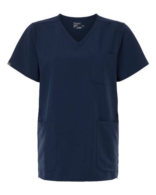 Hanes HSB002 Women's V-Neck 3 Pocket Scrub Top