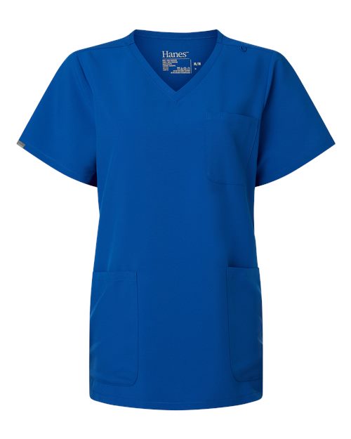 Hanes HSB002 Women's V-Neck 3 Pocket Scrub Top